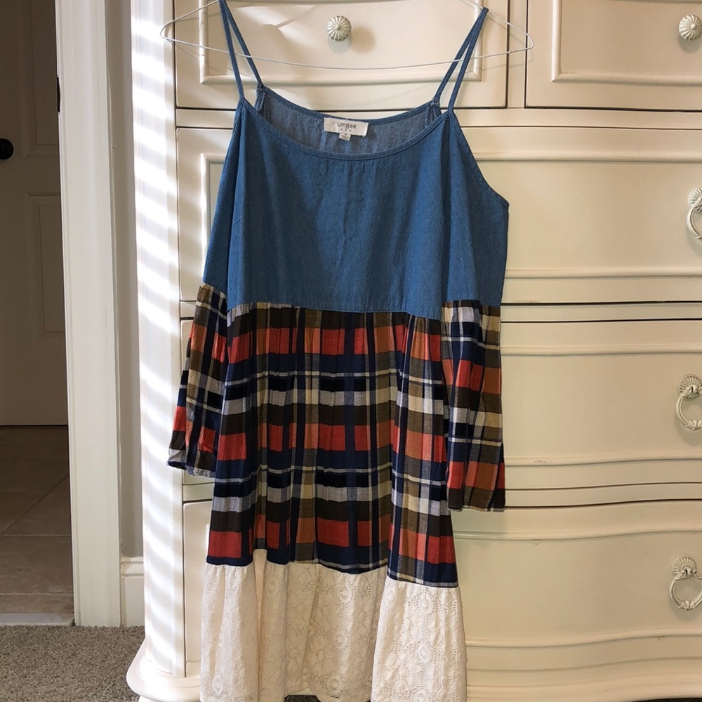 Plaid, Denim, & Lace Dress